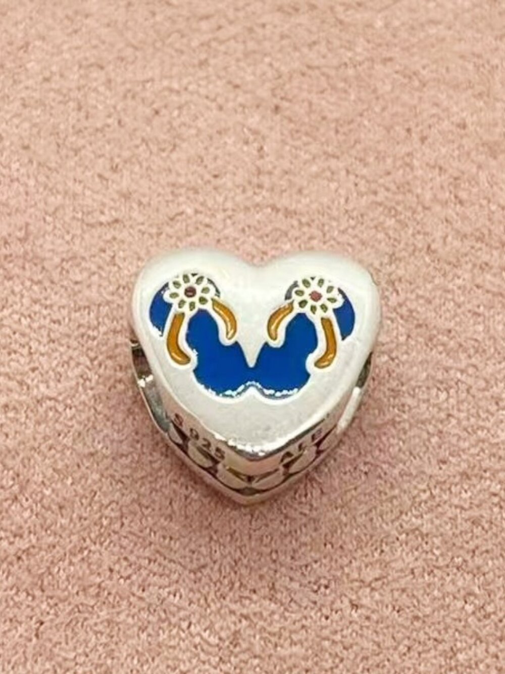 Pandora Daytona Beach Florida Heart Charm Flip flop Bead Pendant
